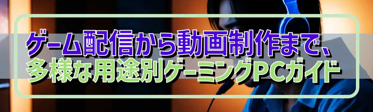 ゲーム配信から動画制作まで、多様な用途別ゲーミングPCガイド