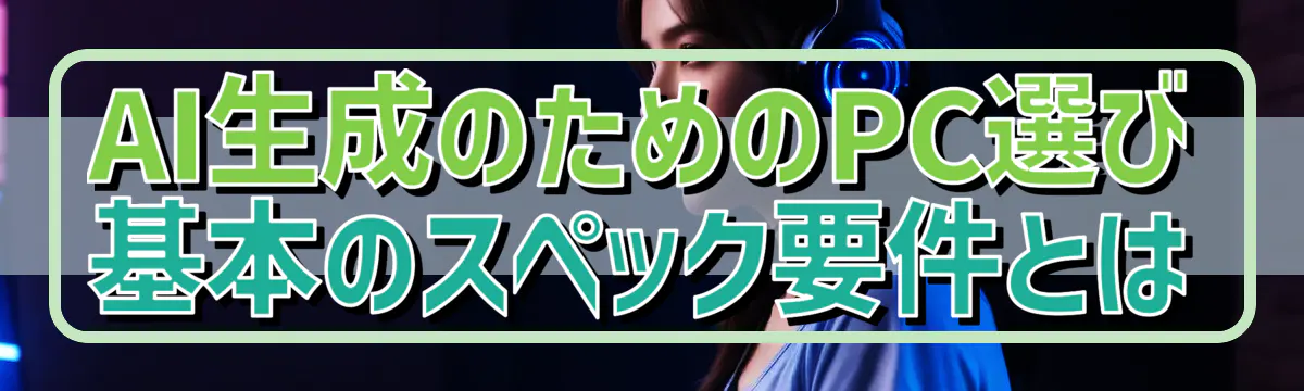 AI生成のためのPC選び 基本のスペック要件とは