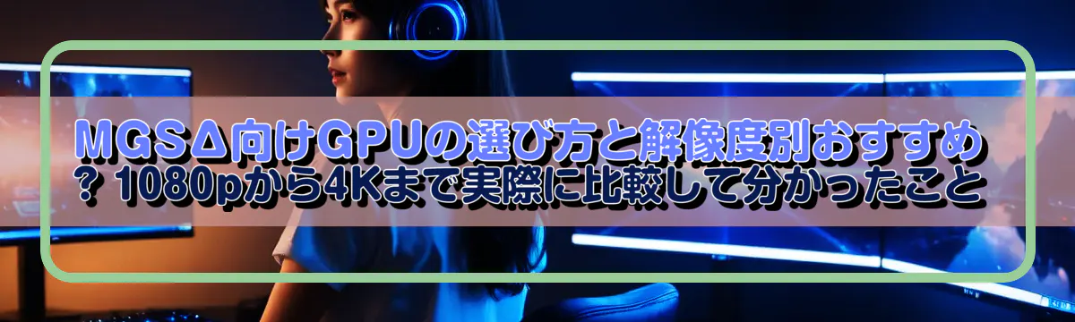 MGSΔ向けGPUの選び方と解像度別おすすめ ? 1080pから4Kまで実際に比較して分かったこと