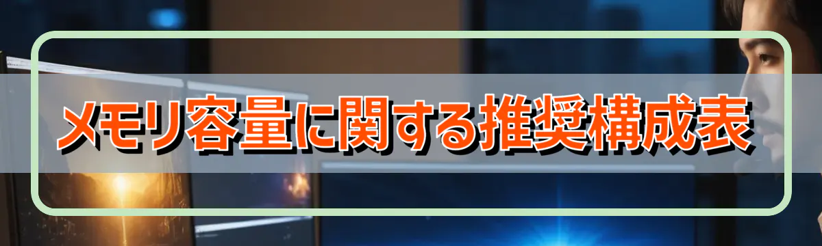 メモリ容量に関する推奨構成表