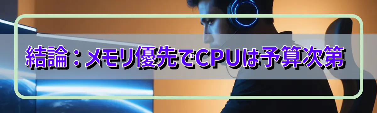 結論:メモリ優先でCPUは予算次第